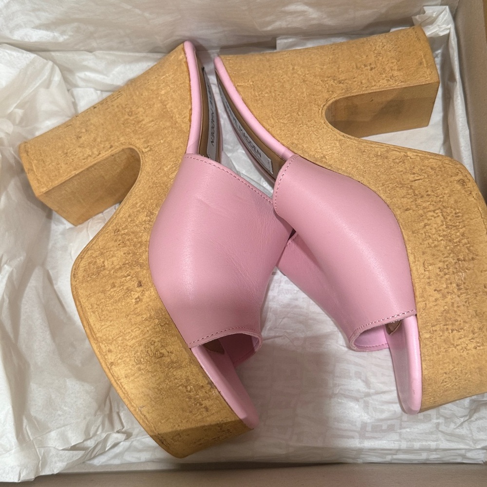 Steve Madden Women’s Mardi Pink Leather Heeled Sandal (Size 9)